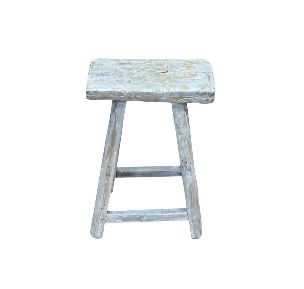 Rustic Raw Rough Wood Grain Rectangle Slim Stool Bench Side Table ws4583