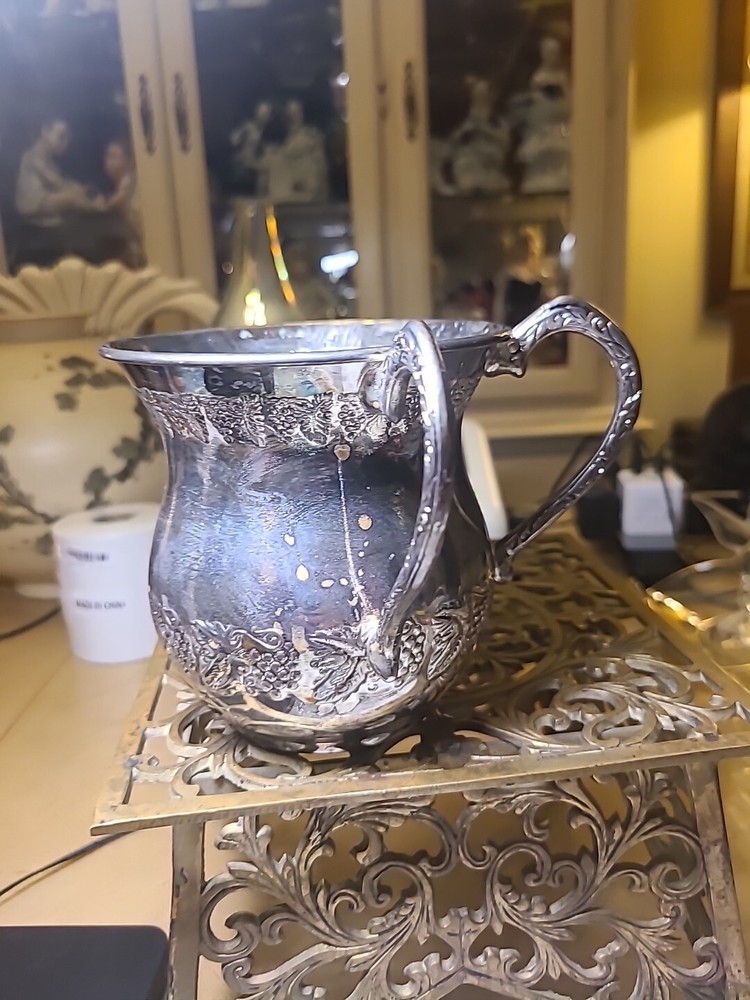 Two Handle Vintage Netillat Yadayim Silverplate Wash Cup