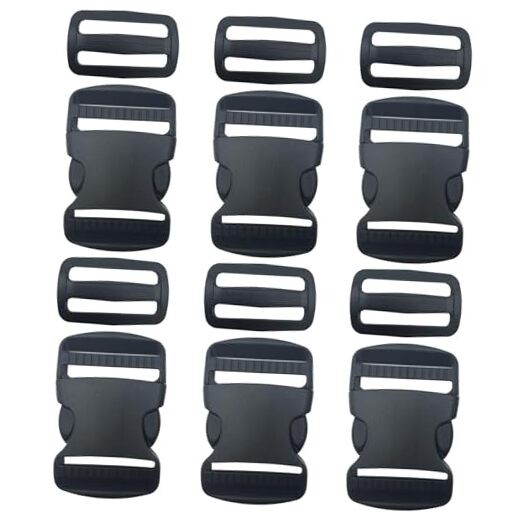 6 Set 1.5 Inch Flat Dual Adjustable Plastic Quick Side Release Plastic Buckles