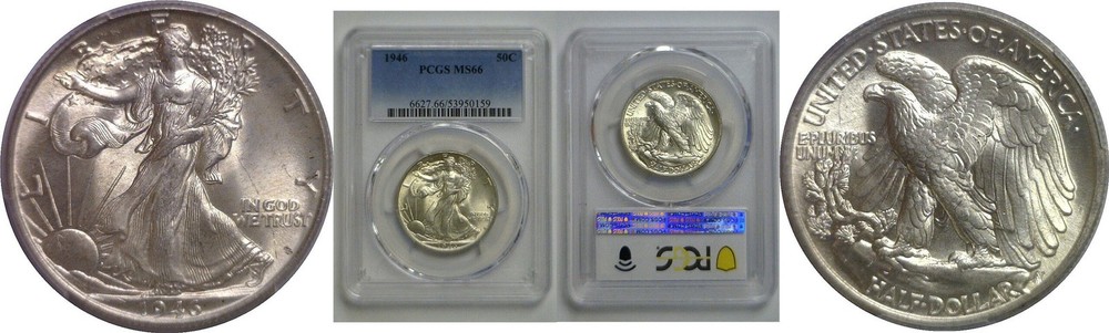 1946 Walking Liberty Half Dollar   PCGS MS-66