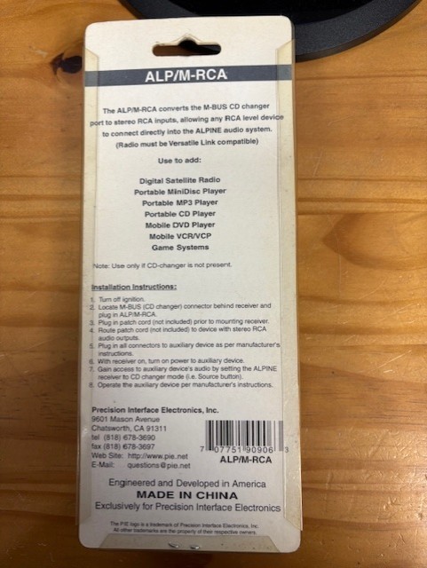 New! PIE Alpine M-Bus Input Adapter ALP/M-RCA