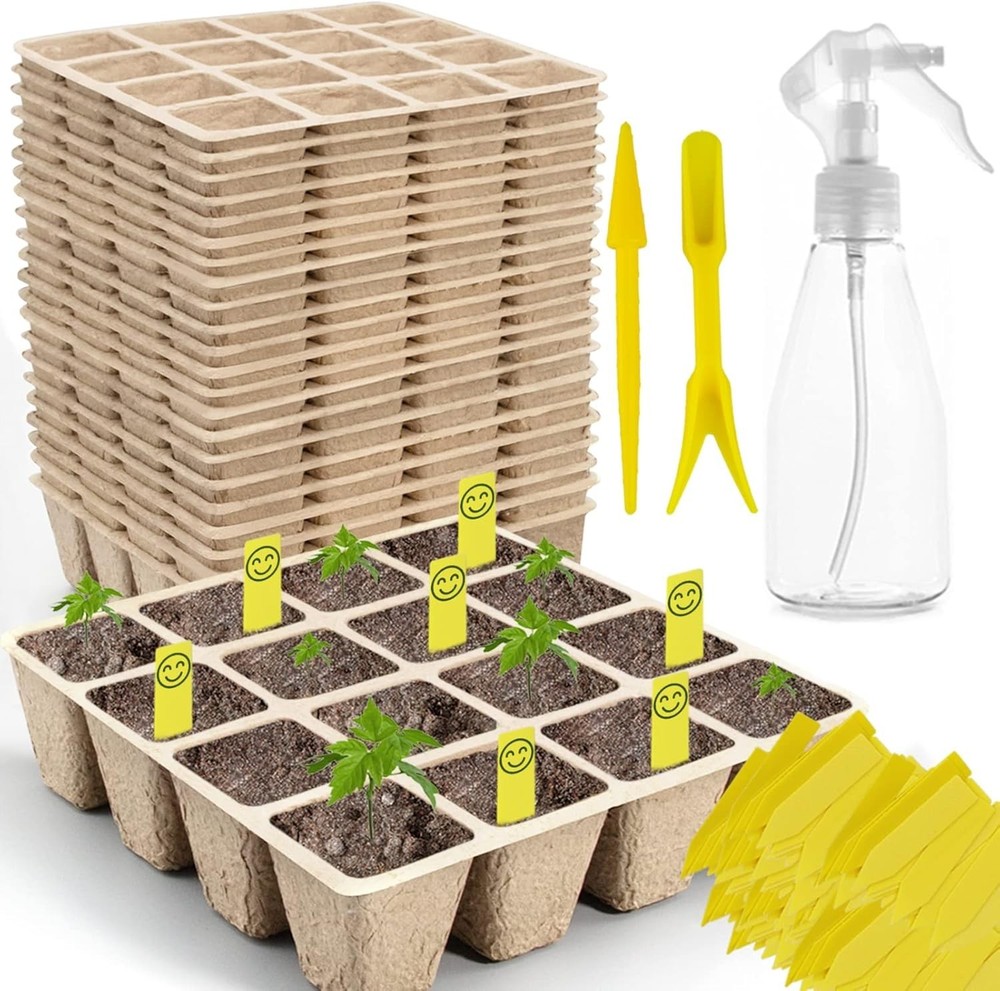 320Cells Seedling Start Trays - 20 Pack Peat Pots
