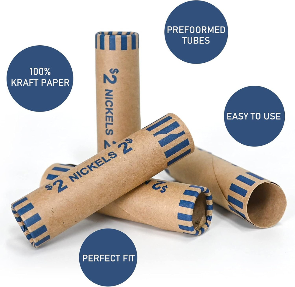 83 PCS Preformed Coin Wrappers Rolls-Nickels