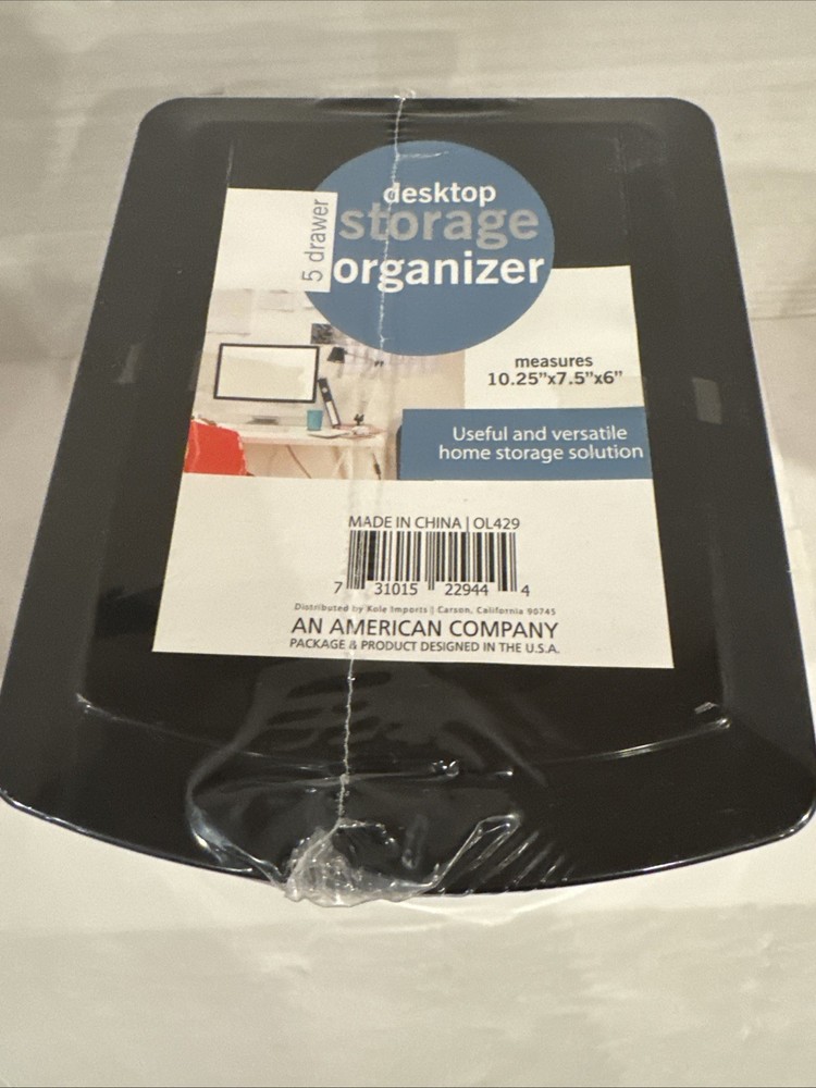 5 Drawer Mini Storage Stackable Desktop Organizer Unit Black / Clear Plastic