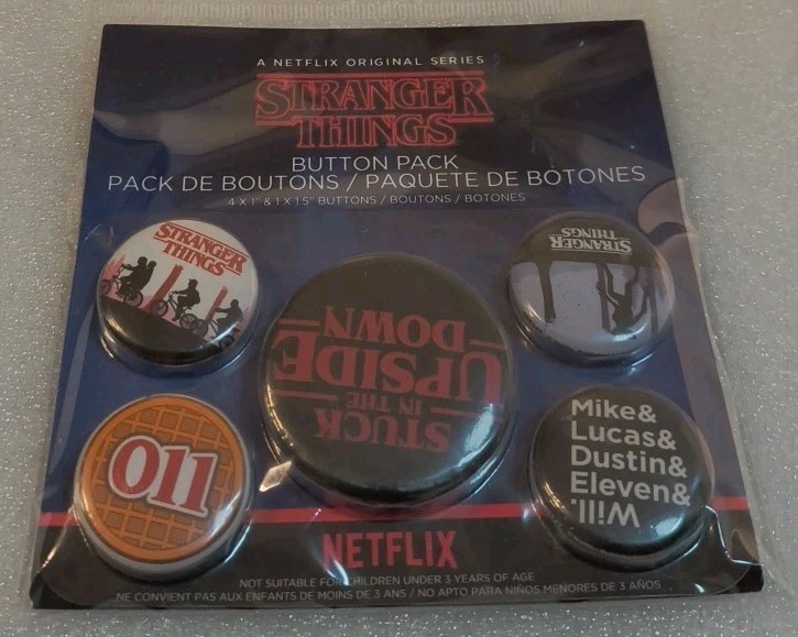 Netflix Original Series Stranger Things 5 Pcs. Button Pack Netflix Rare