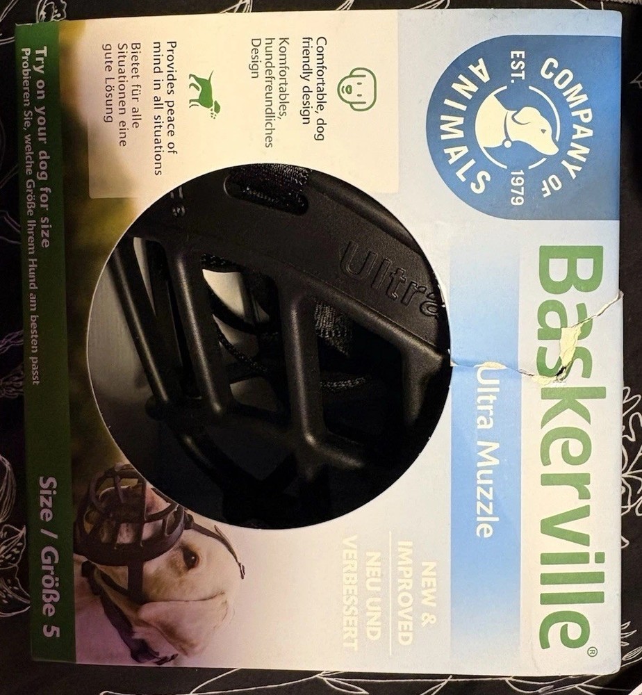 Baskerville Ultra Muzzle Dog Training Accessory, Size 5, Black