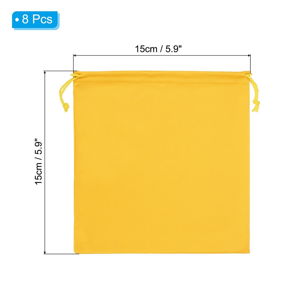 Ski Goggle Bag, 8 Pcs Soft Microfiber Drawstring Pouch, 15cmx15cm, Yellow