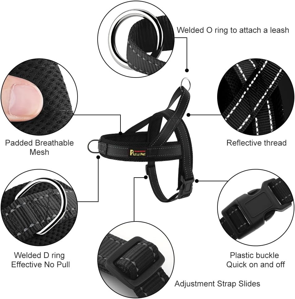 No Pull Dog Harness W/ Breathable Mesh Padded Adjustable Reflective Escape Proof