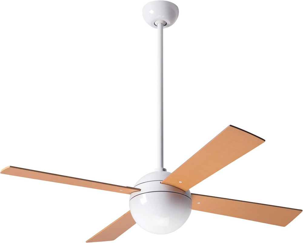 42" Gloss White Ceiling Fan with Maple Blades & Remote Control