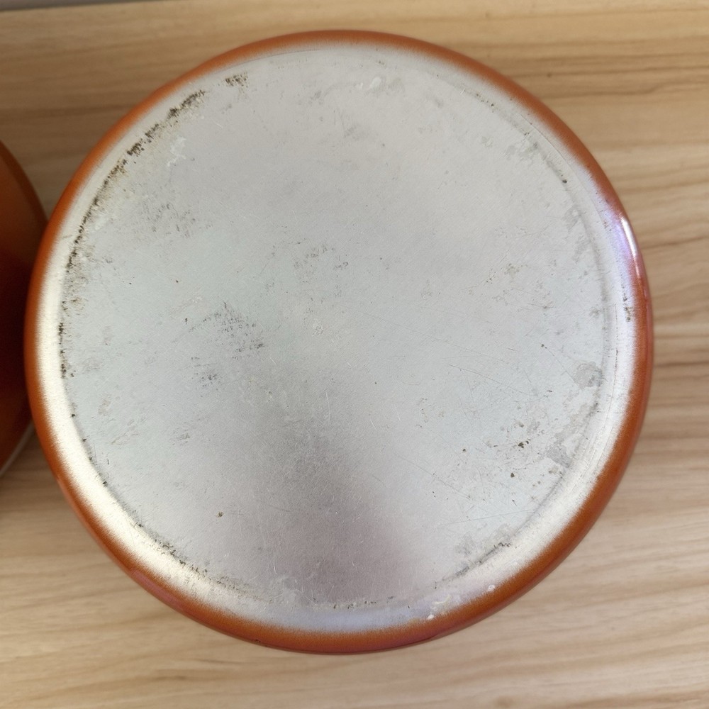 Vintage Retro Aluminium Cake Biscuit Tin Canister Stackable Orange
