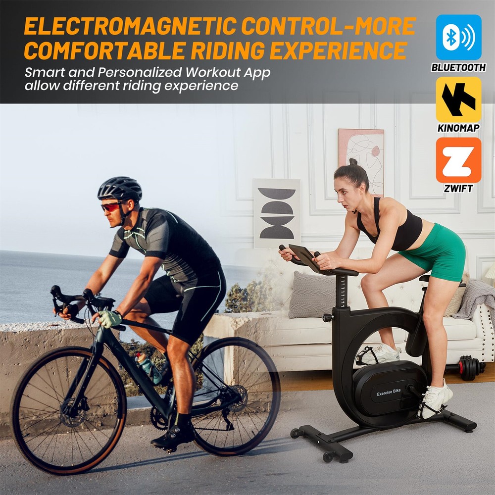 Exercise Bike Electromagnetic Control Adjustable Handlebars Seat for Home Cardio