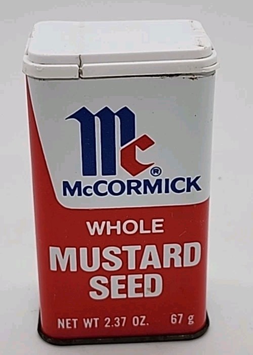 1974 McCORMICK Whole Mustard Seed Spice Tin * Empty