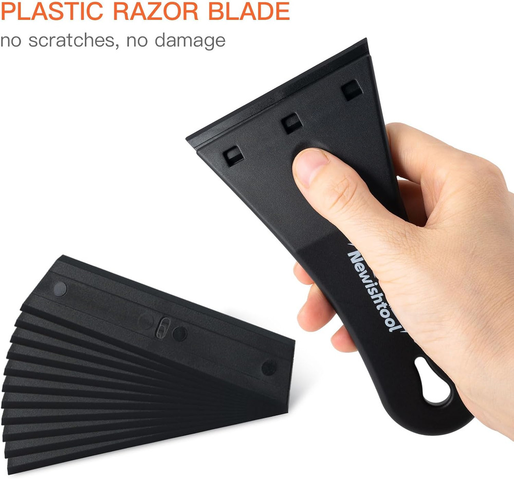 Plastic Razor Blade Scraper with 3 Inch Big Blade, 2 Pack Plastic Blade Scraper