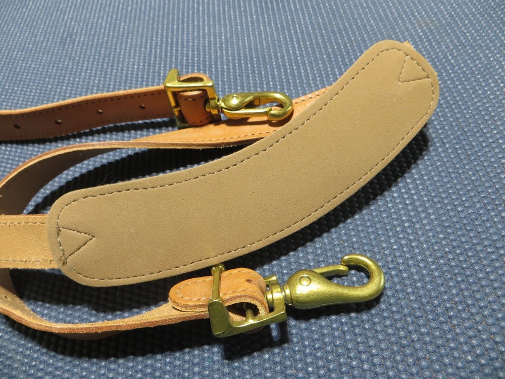 Vtg Hartmann Tan Leather Replacement Shoulder Strap Brass & Adjustable 33-50"
