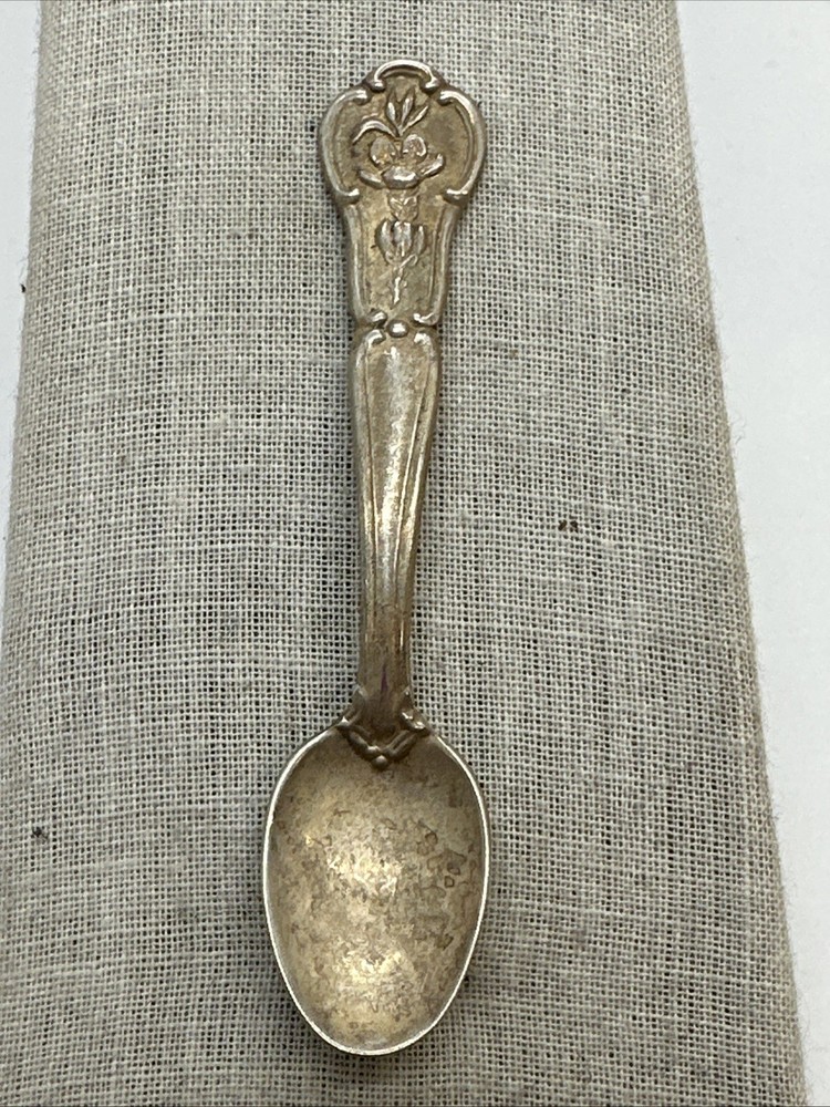 Franklin Mint Sterling Silver State Flower Salt Spoon-Delaware