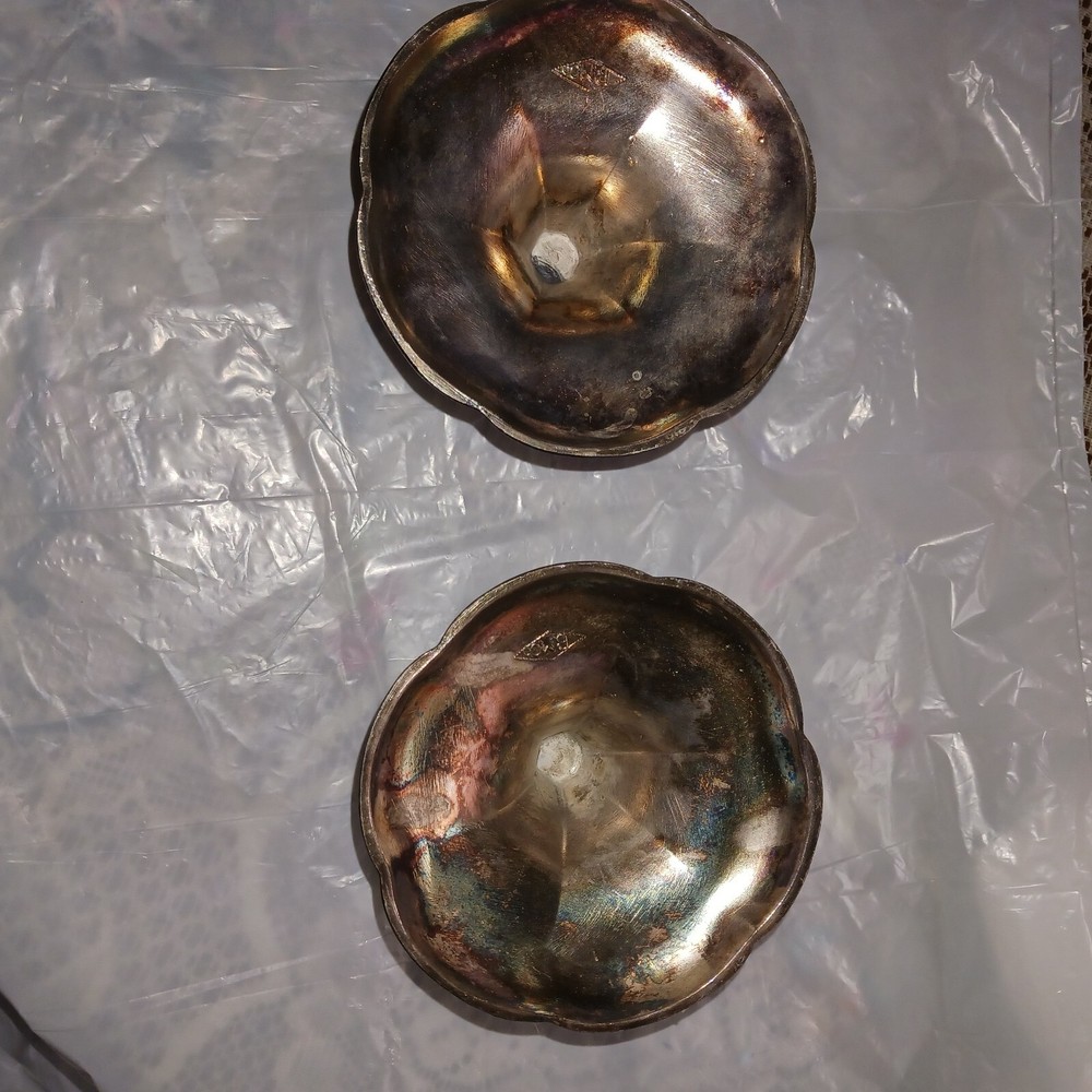 Set Of 2 Silverplate BM Co. Candle Holders