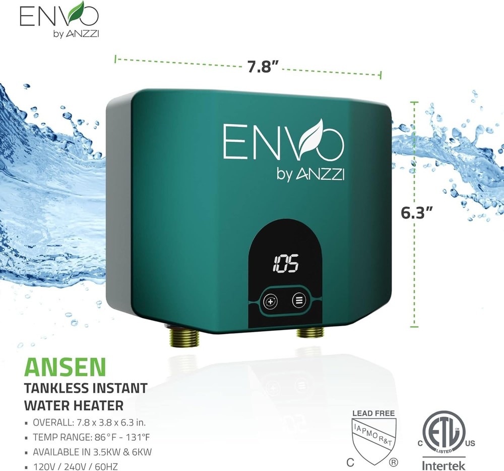 Envo 6 kW Electric Tankless Water Heater - Compact Efficient Hot Water Solution