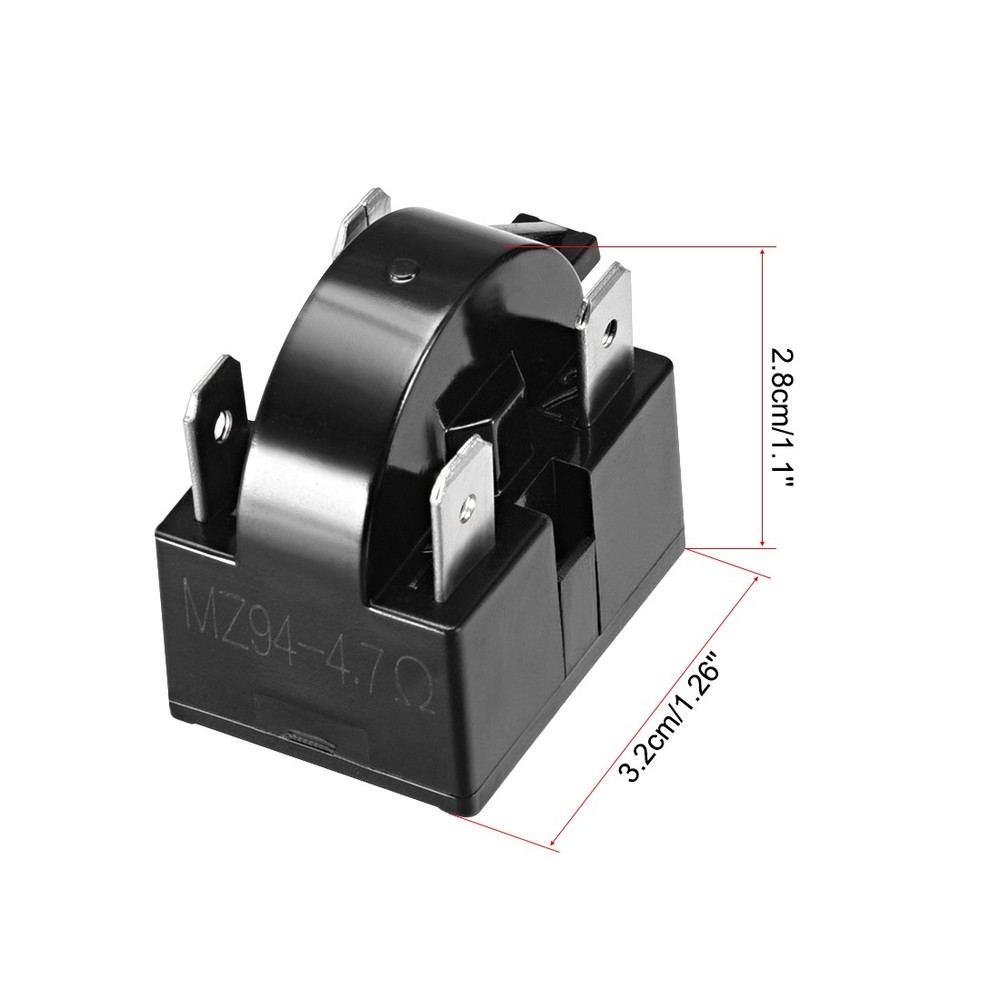 4.7 Ohm 4 Pin Refrigerator Start Relay Black