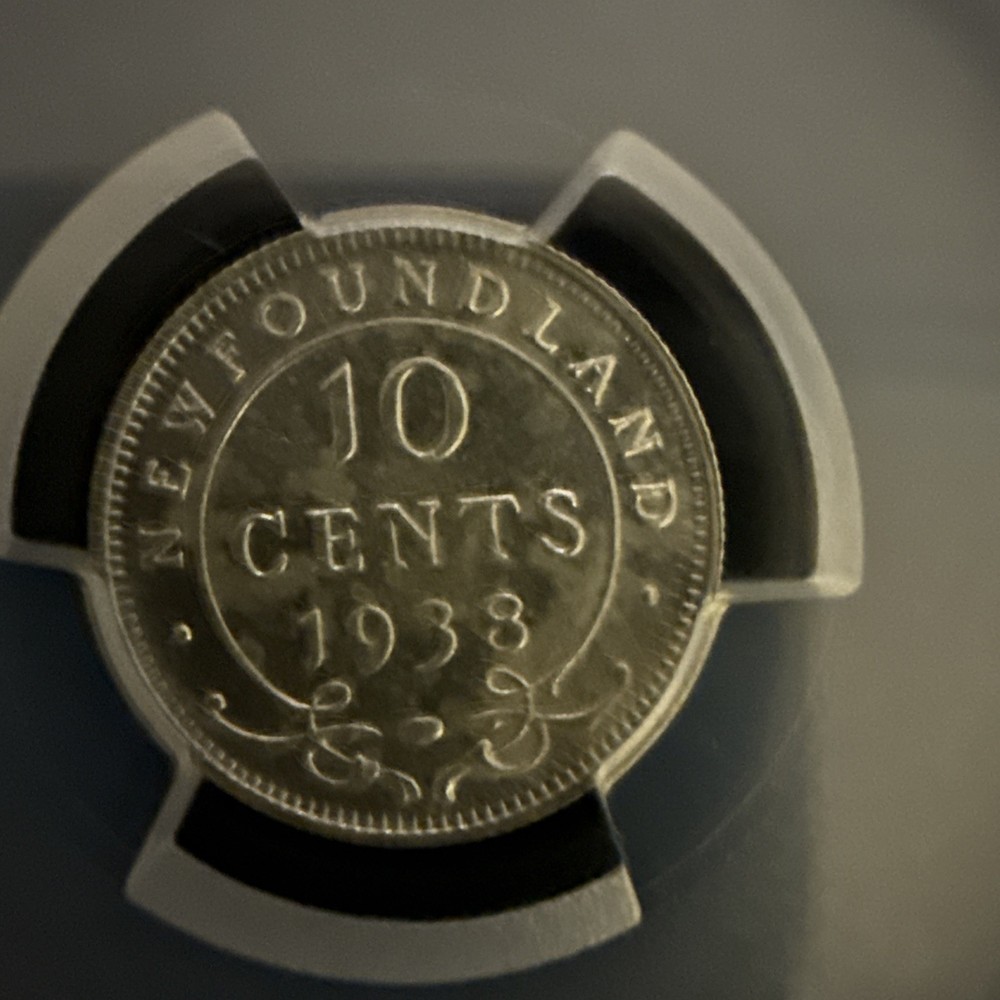 1938 Newfoundland Ten Cent Silver Coin - PCGS MS63 A2