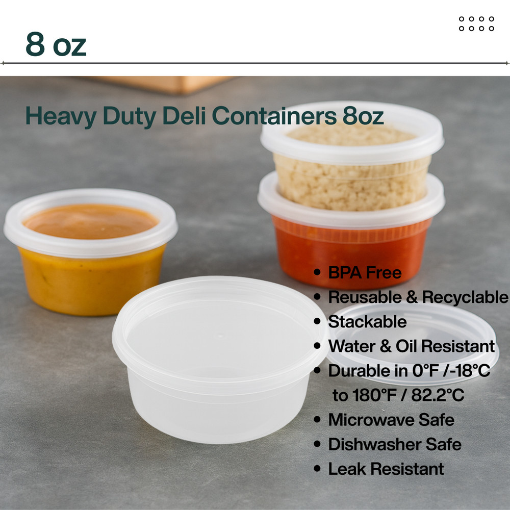 Heavy Duty 8oz PP Deli Container 50sets