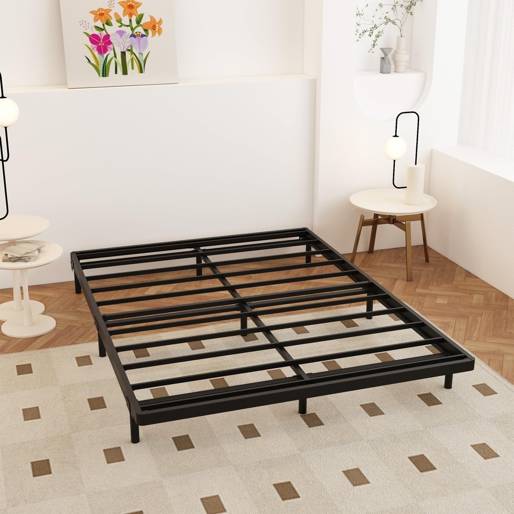 Queen Size Box Spring 2 Inch Low Profile, Heavy Duty Metal Box Spring Bed Bas...