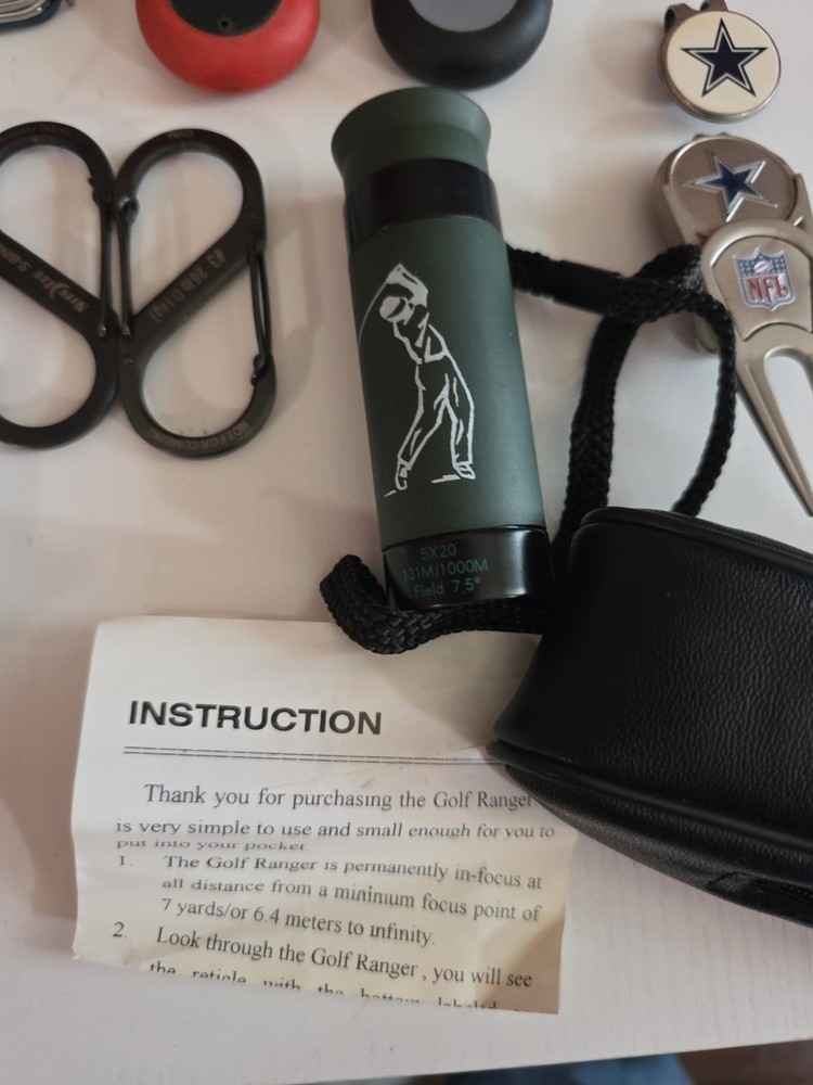 Assorted Golf Tools...Range Finder, Divot Tools, Stroke Counter, 2 Multi Tools