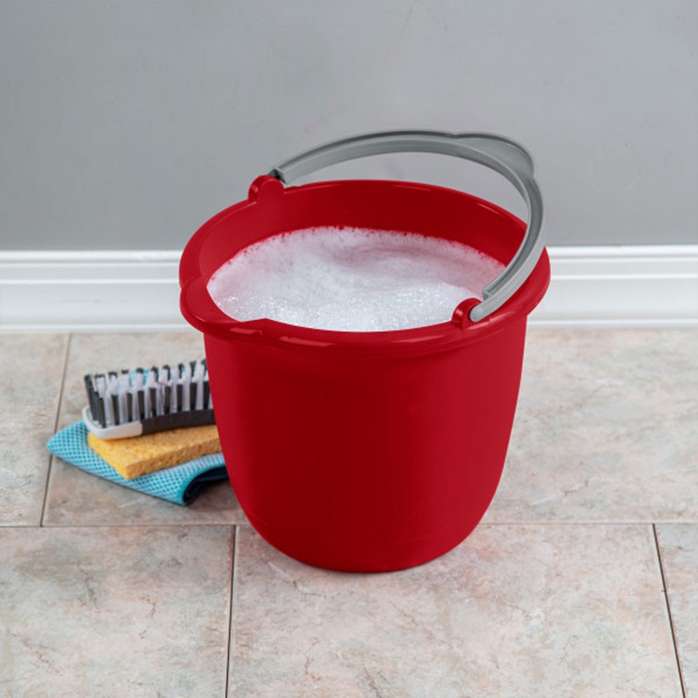 Sterilite Large 10 Quart Easy Pour Spout Pail with Handle, Red (36 Pack)