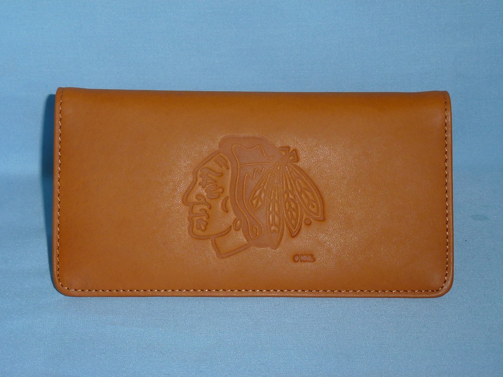 CHICAGO BLACKHAWKS Leather Checkbook NEW tan +