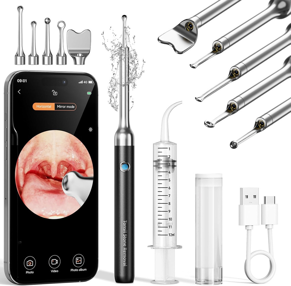 2025 Upgraded Tonsil Stone Remover with Camera, Visual Tonsil Stone Removal Kit