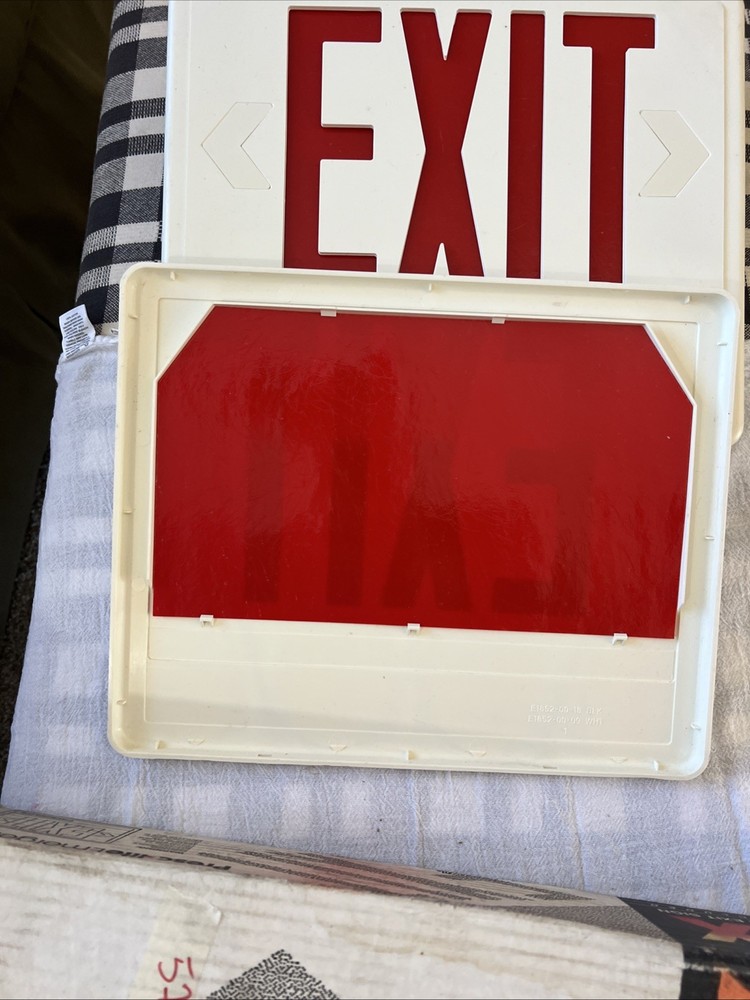 PEXEmergency Exit Sign LED Red Letters Battery Backup Double-Sided Mountable NEW