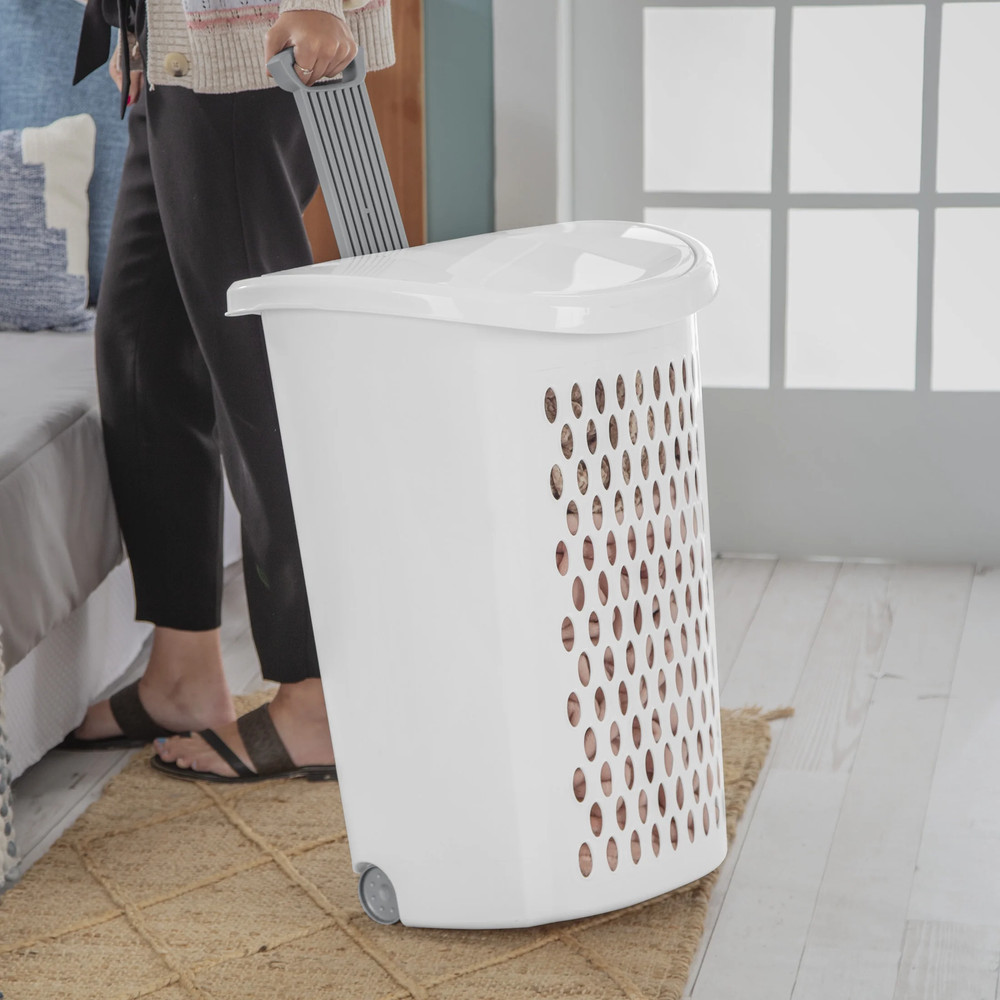 Ultra™ Wheeled Hamper, Plastic Laundry Hamper with Handle and Wheels for Easy Tr