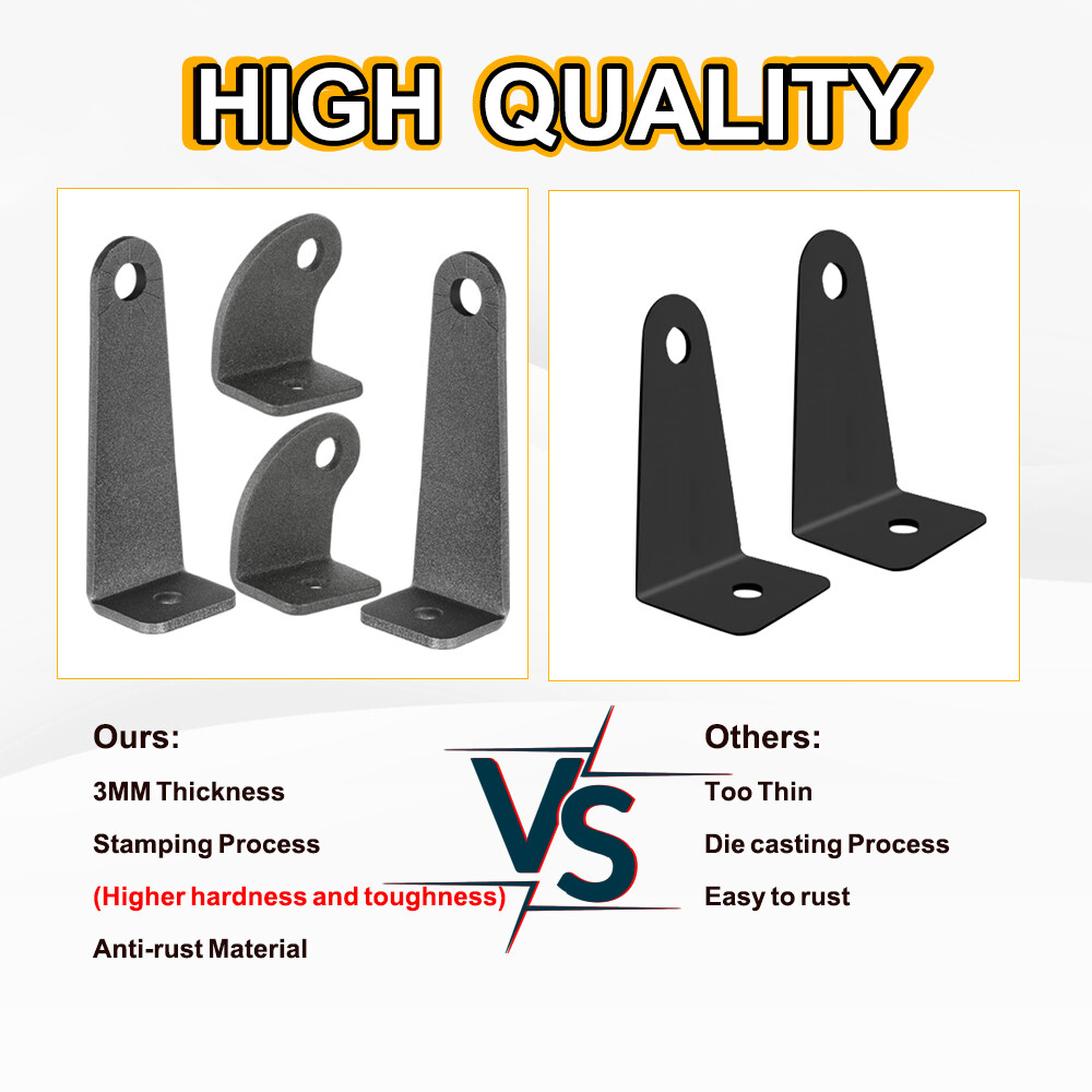 2Pack Universal Side Mounting Brackets For Straight or Curved LED Work Light Bar