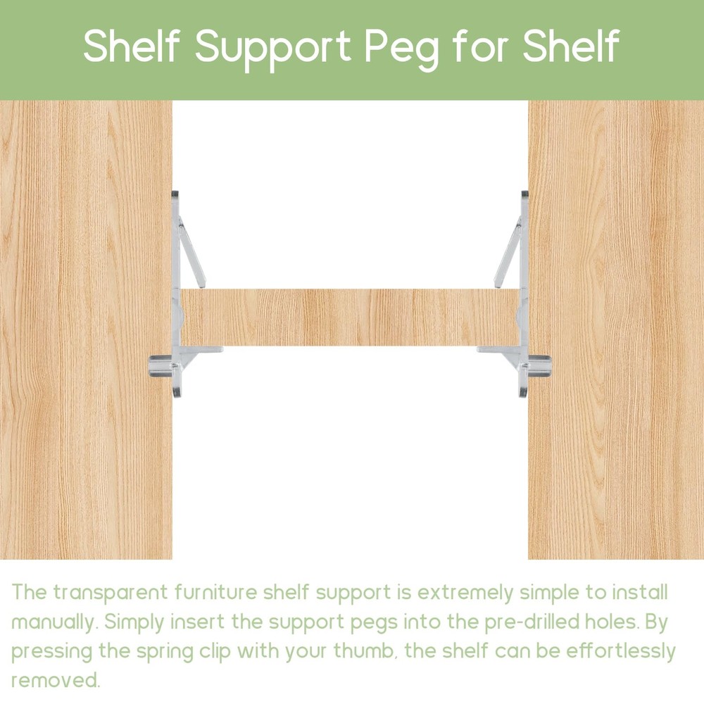 Plastic Locking Shelf Support Pegs 20 PCS 6mm Self-Locking Clear Bracket Pins