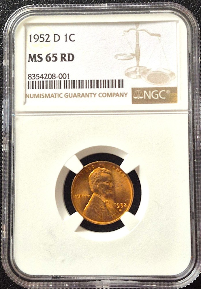 1952-D MS65 RD 1 C LINCOLN PENNY