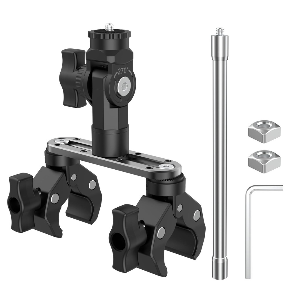All-in-One Super Clamp Camera Mount & Adjustable Arm Stand with Black