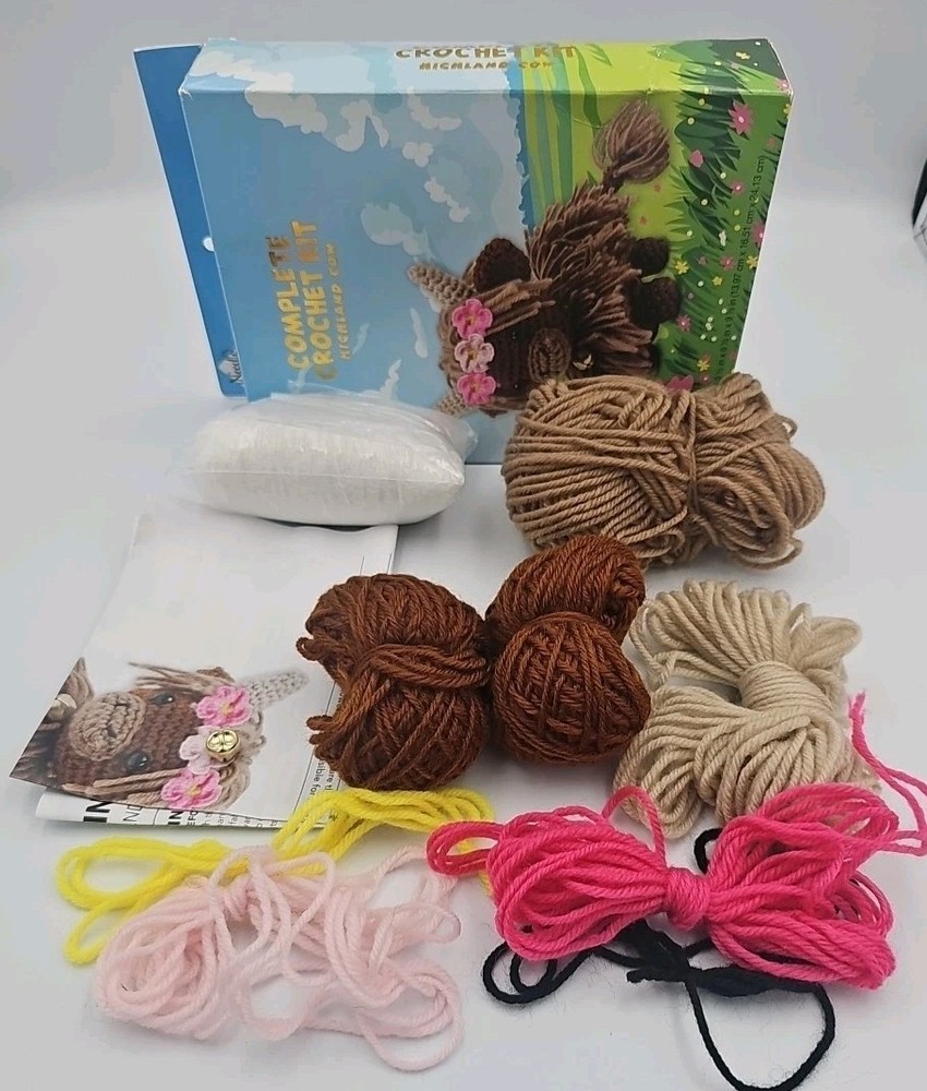 Complete Crochet Kit Highland Cow (SEE DESCRIPTION)
