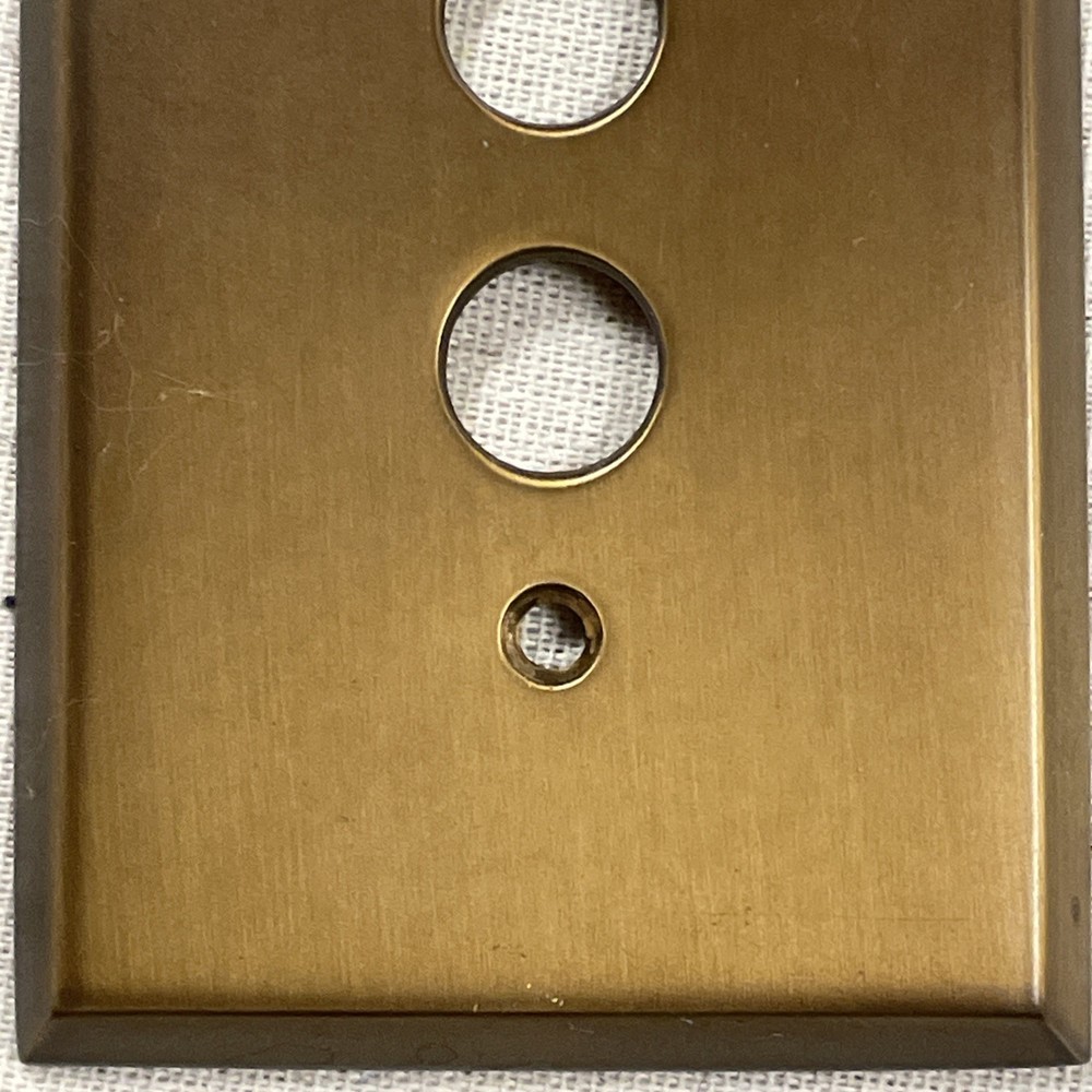 Push Button Single Light Switch Cover Plate Solid Heavy Brass Vintage 4.5 x 2.75