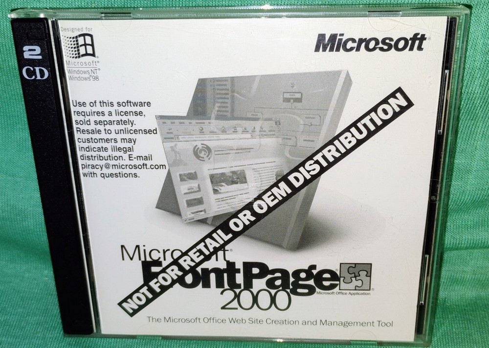 Microsoft Frontpage 2000 - Not for Retail Version Vintage Software for Windows