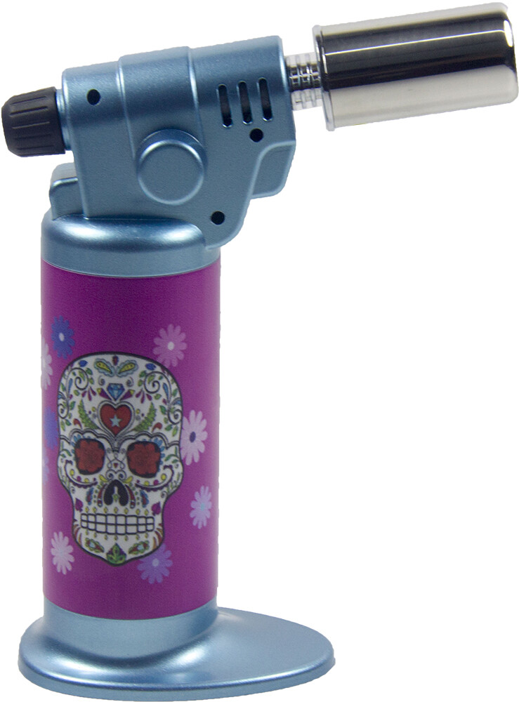 Ever Tech Double Table Torch Lighter Adjustable Flame Refillable Skull BL