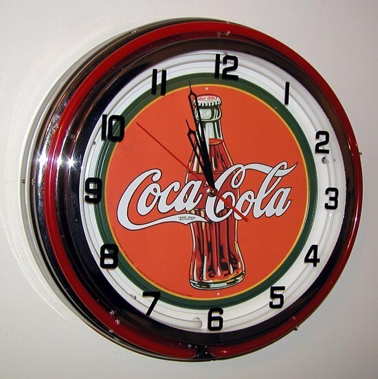 Coke Coca-Cola Neon Sign Large 2 Ring Neon Clock