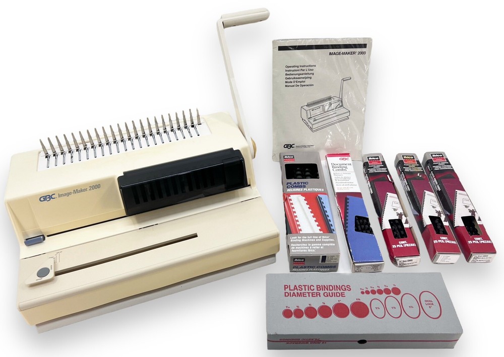 GBC IMAGE-MAKER 2000 Comb Binding Machine Plus 6 Partial Boxes of Binders