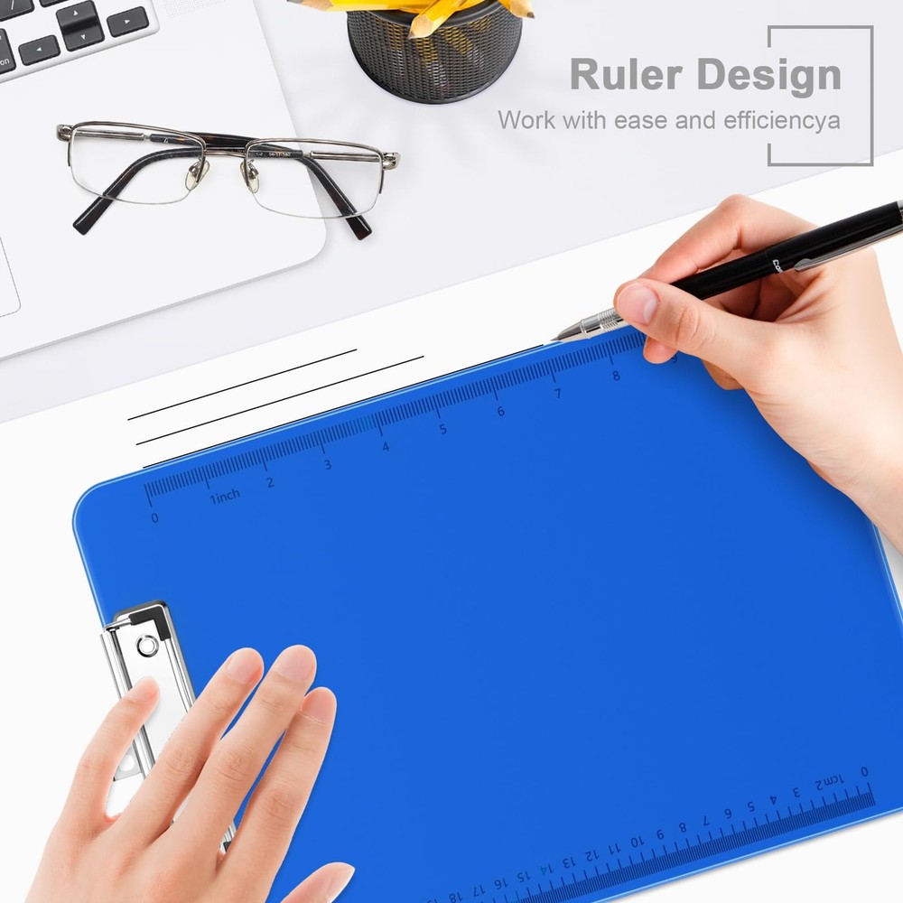 Translucent Clipboard With Ruler, Low Profile, Letter Size, Office, Blue