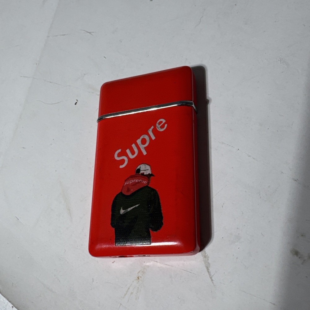 Red Nike/Supreme Lighter Torch Jet Flame Refillable Butane Windproof Metal Case