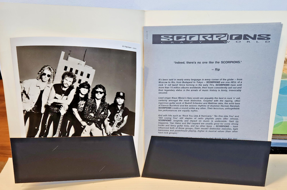 Scorpions Crazy World Press Kit 1990 Mercury Press Release 8x10 & Folder