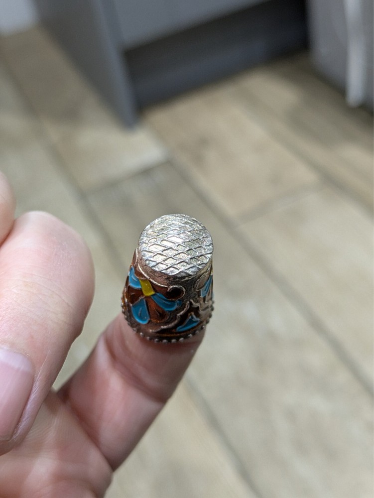 Silver & Enamel thimble - Hallmarked 925