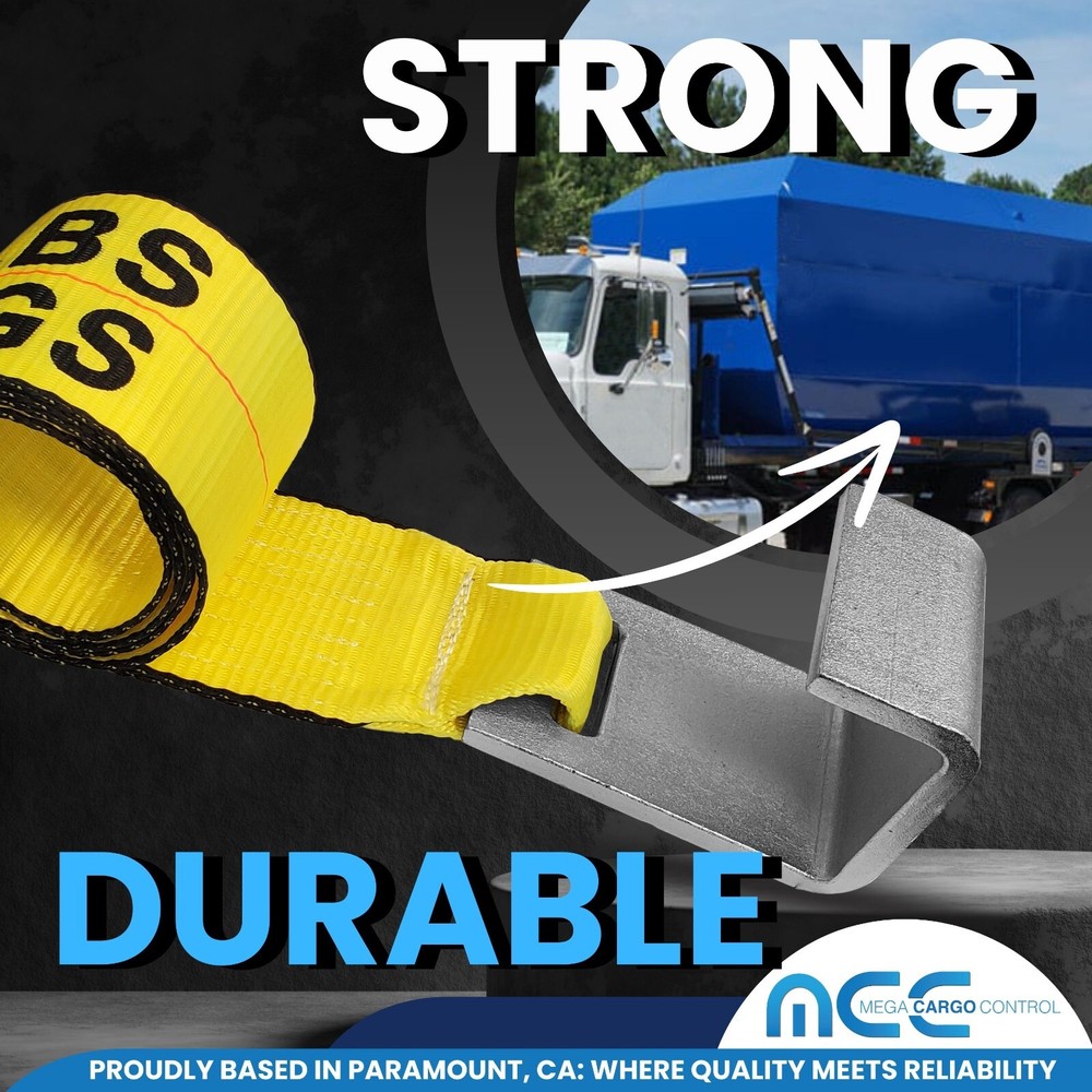 4 Pack 4" x 5' Roll Off Container Winch Strap for Cargo Securement Construction