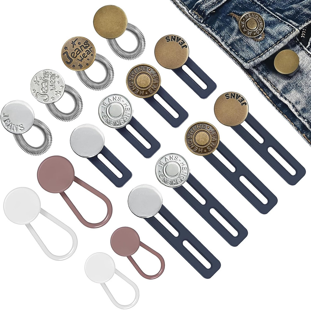 16 Pcs Button Extender for Jeans & Pants, Adjustable Pants Waist Button Extender