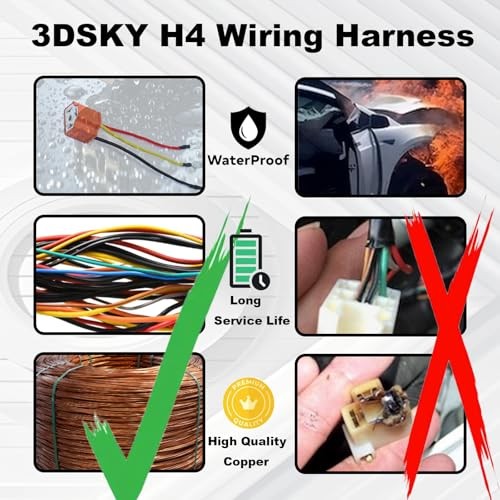 H4 Pigtail Socket Wiring Harness, Ceramic H4 9003 HB2 Wiring Harness Headlight