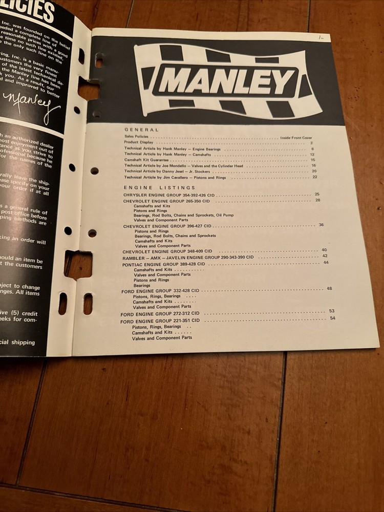MANLEY ‘69 CATALOG DRAG RACING