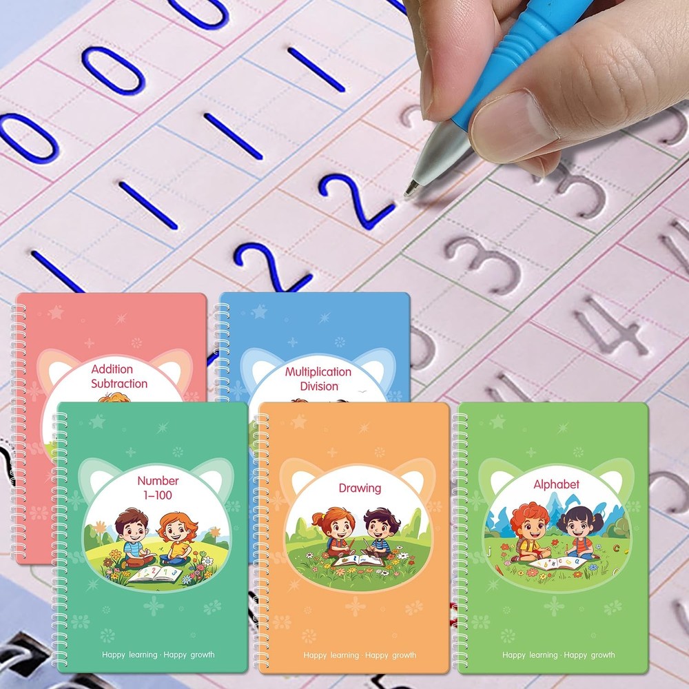 Reusable Grooved Handwriting Workbooks,Magic Copybook,Magic Writing Practice...